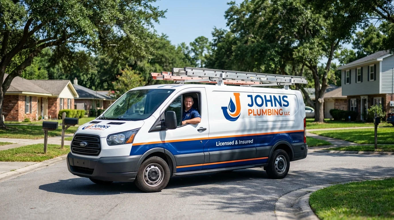Johns Plumbing LLC service van in Newcomerstown, OH