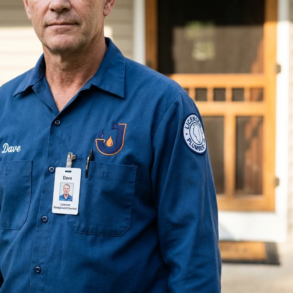 Licensed plumber showing ID badge in Newcomerstown, OH